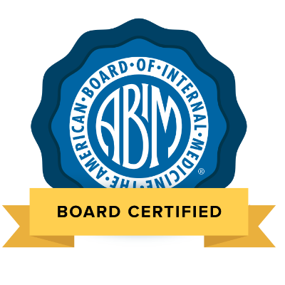 Board Certified in Internal Medicine badge